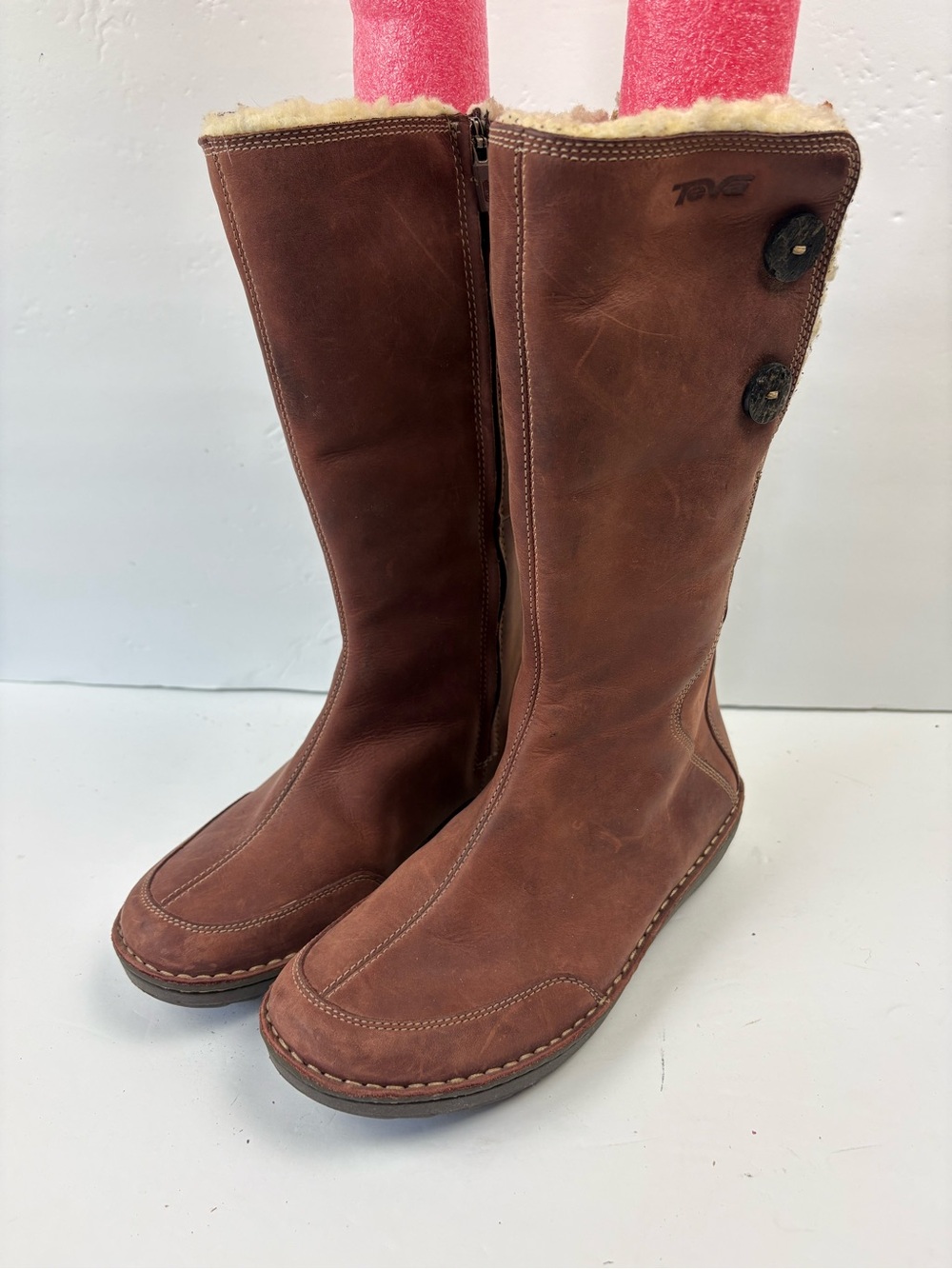 Teva 4327 Tonalea Brown Waterproof Leather Winter Snow Tall Boots Women’s Size 7